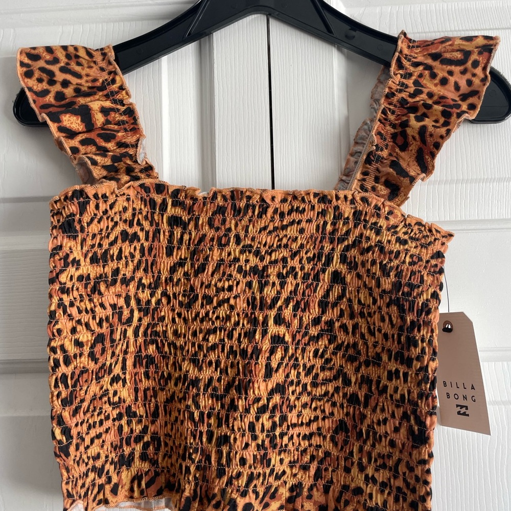 Billabong Women's Orange and Black Leopard Tank Top